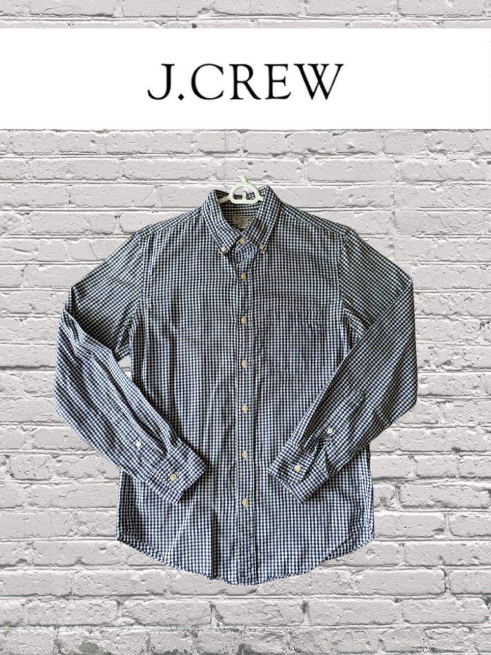J.Crew Men's Small Navy White Gingham Check Button Down Shirt